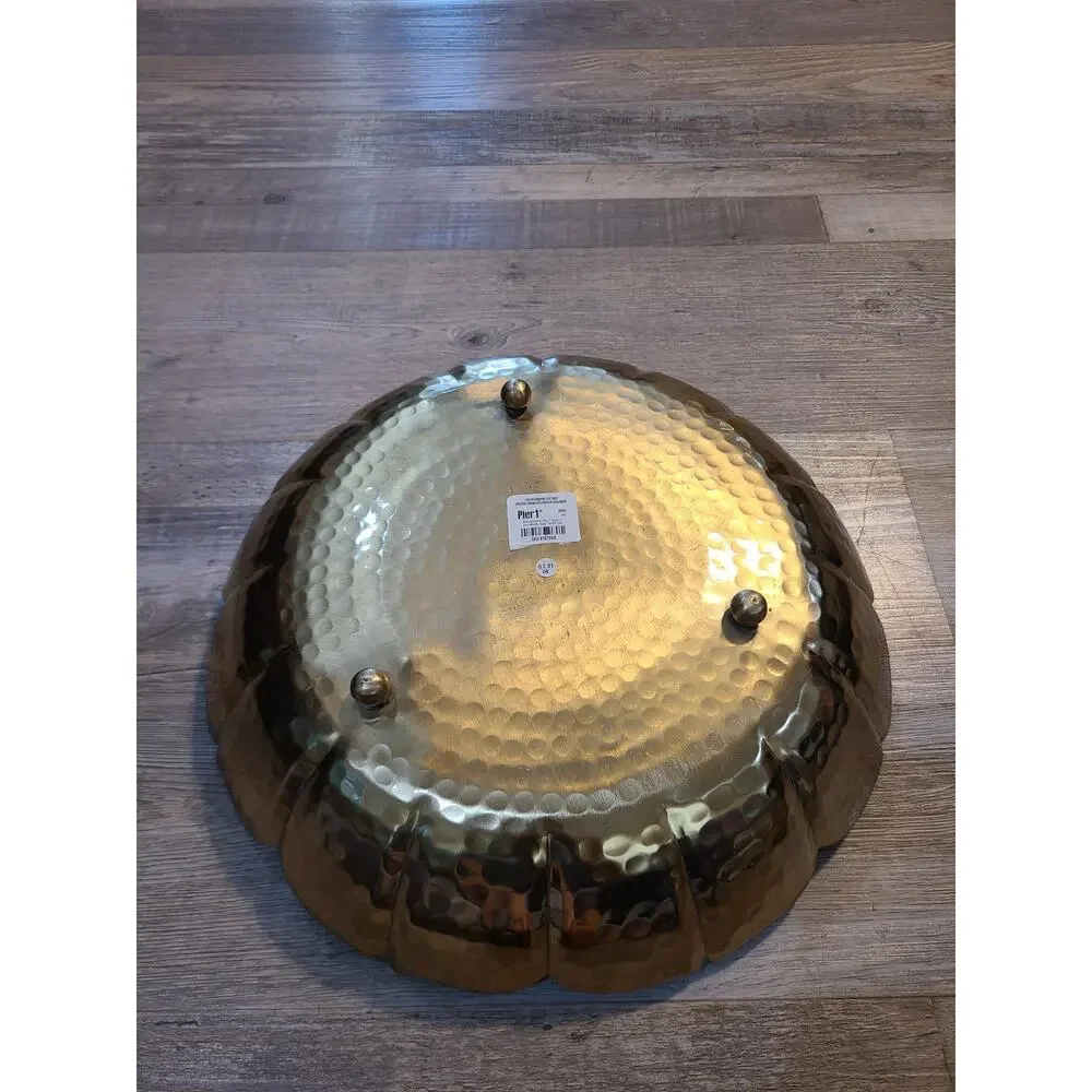 Pier one gold decorative textured metal bowl